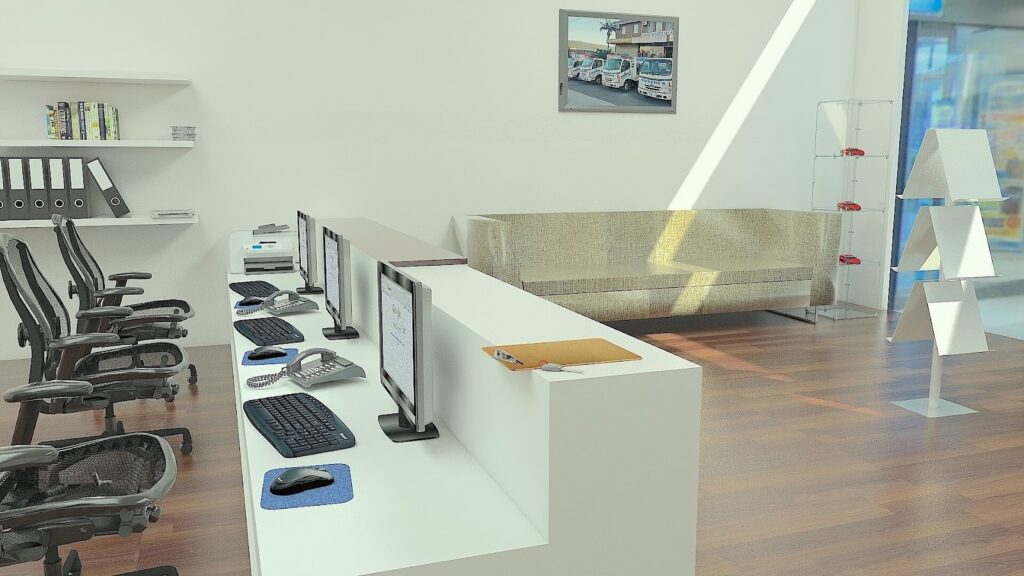 A smart small office interior design enhances employees’ and visitors’ comfort 