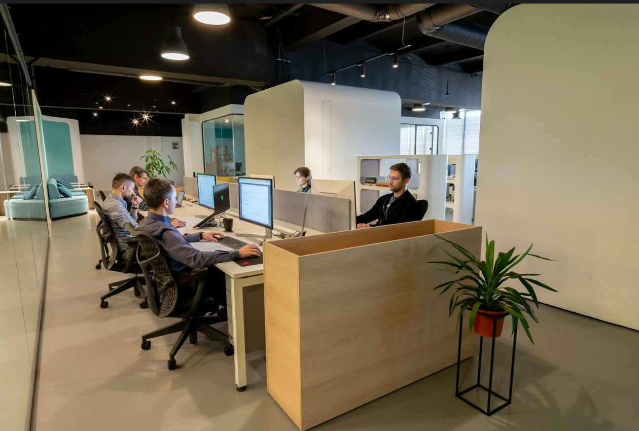 An open-plan space is extremely convenient for collaboration but may affect privacy